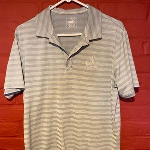 Grey a Striped Puma Golf Shirt - M